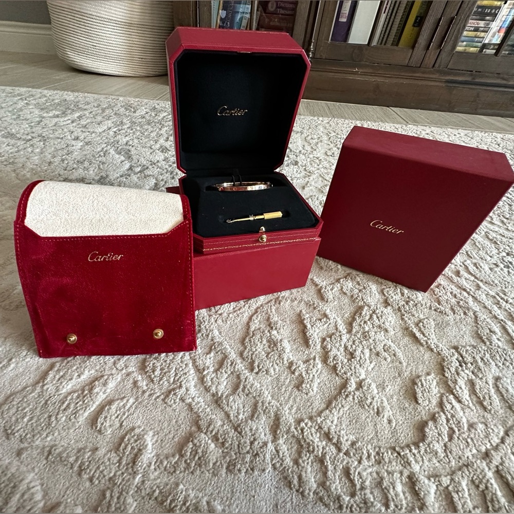 Cartier LOVE bracelet, small model, 18K rose gold set with 6 diamonds